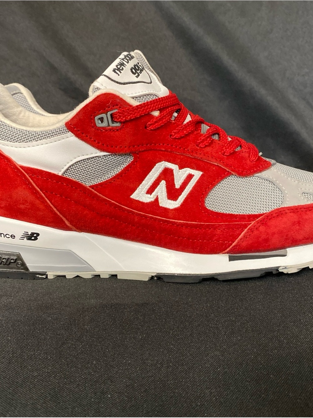 New Balance Red & Gray Suede Mesh Sneaker 991.5 Size 11 - Picture 3 of 8